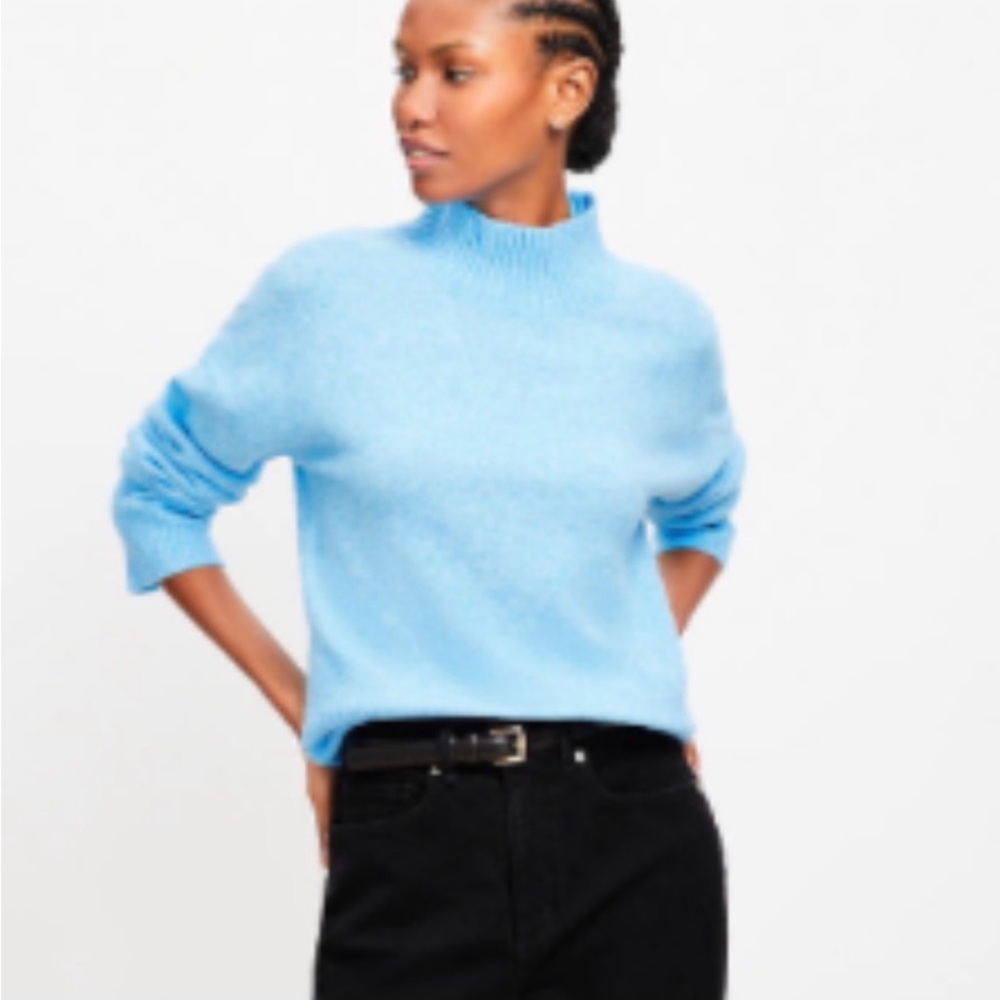 Loft Women's Blue Mock Neck Sweater Petite